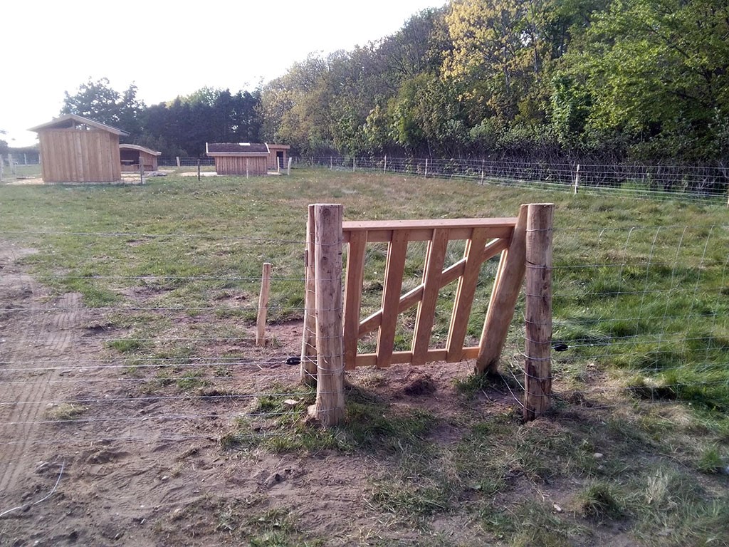 Låge til fårehegn - klaplåge af akacietræ. PIT Hegn