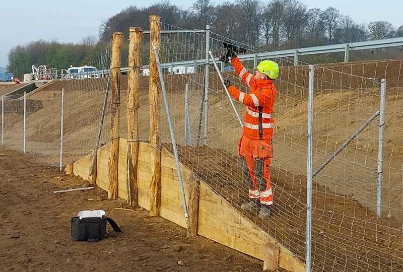 Vildthegn med vildtspring langs E45