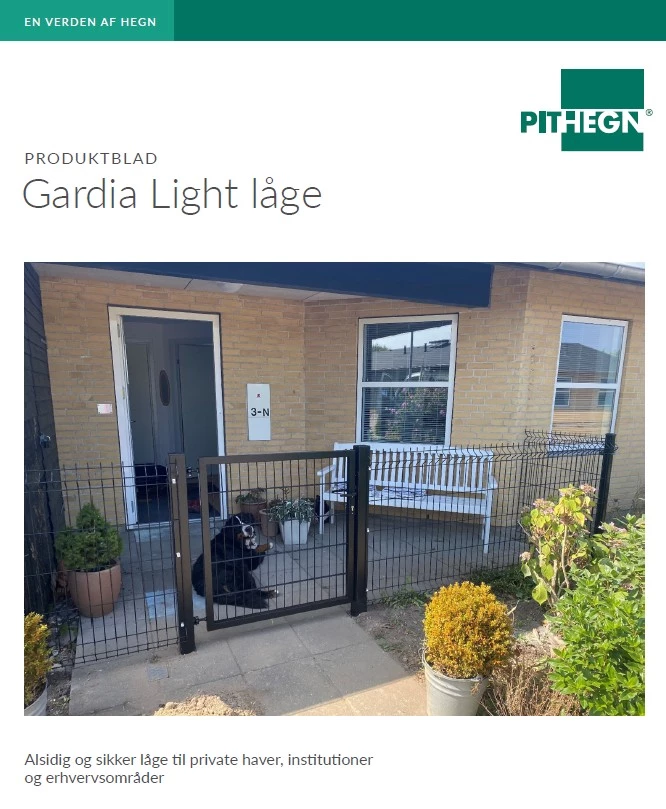 Gardia Light låge - produktblad fra PIT Hegn